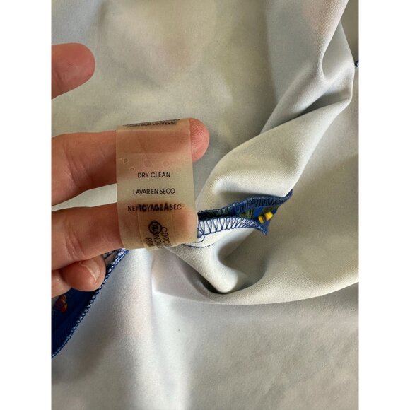 Calvin Klein Womens Blue Dress 4 Sheath floral‎ long polyester sleeveless zipper - Picture 8 of 9